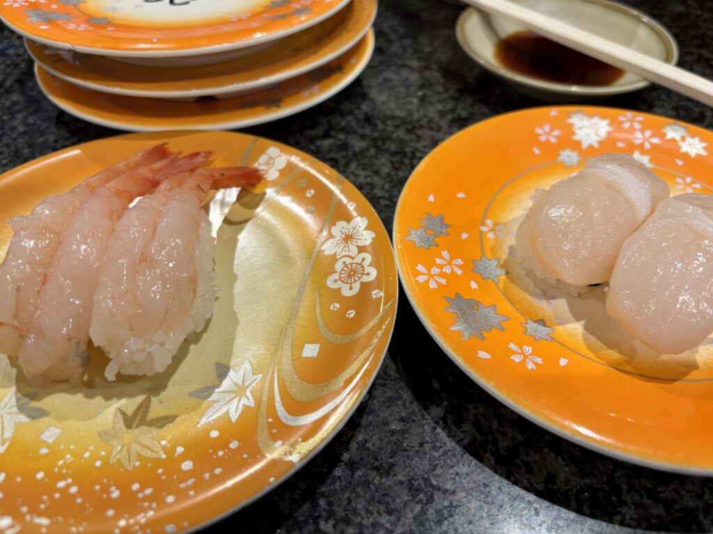 甘海老、ホタテの寿司